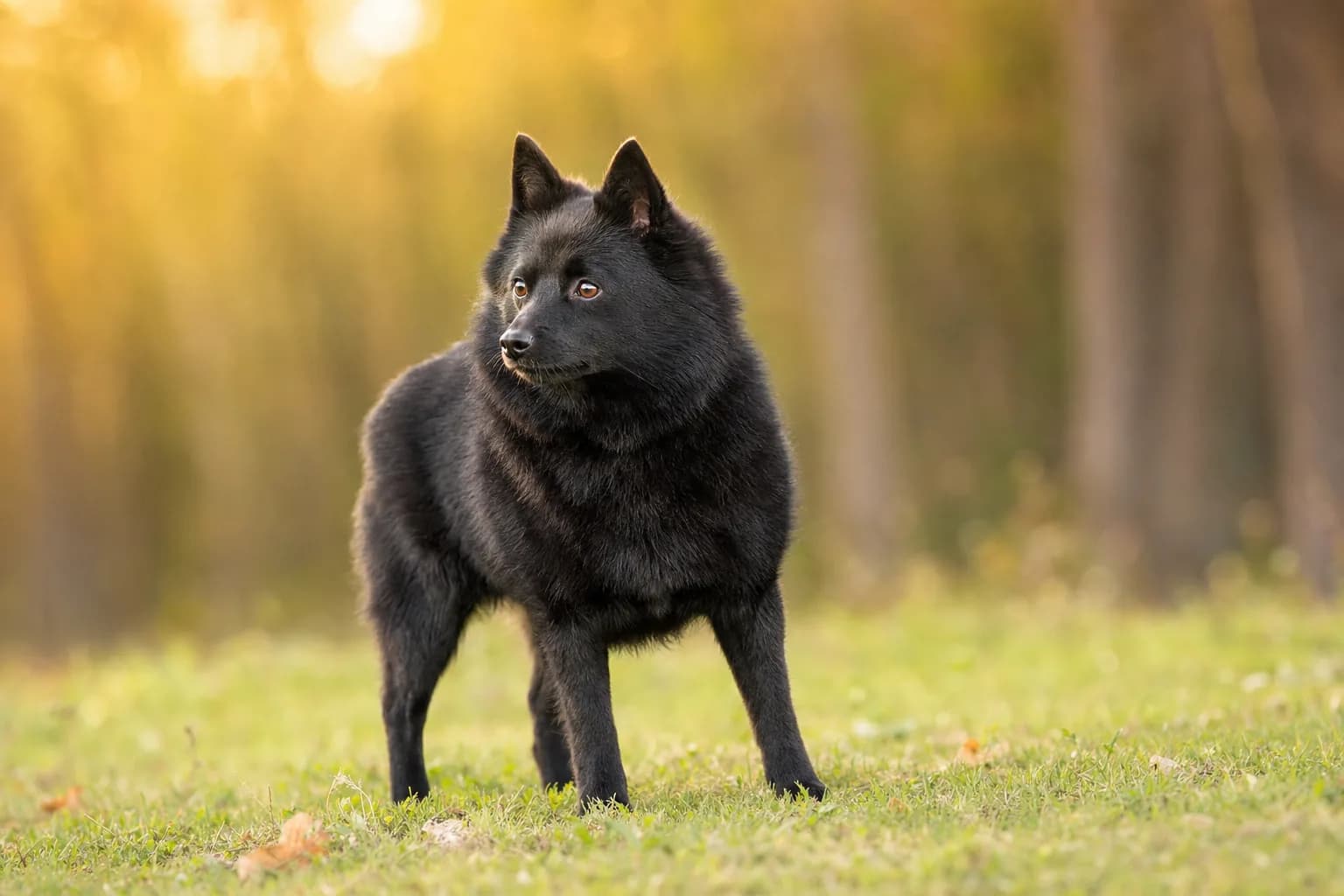 Schipperke (robe noir) adulte en extérieur